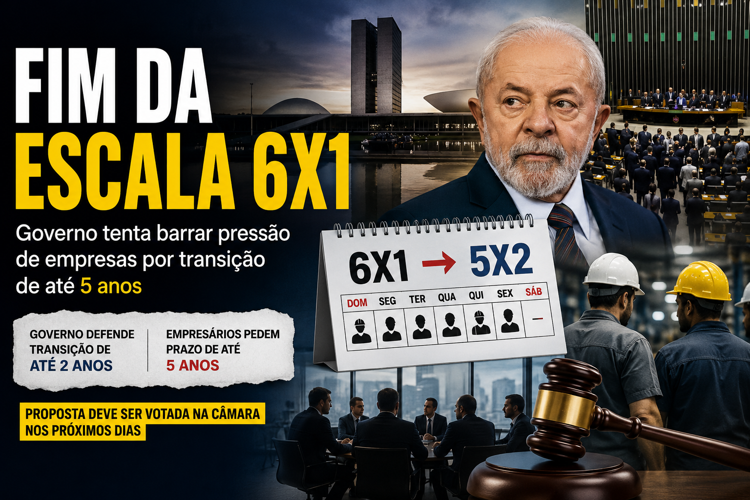 Governo tenta barrar pressão empresarial por transição de até 5 anos no fim da escala 6×1