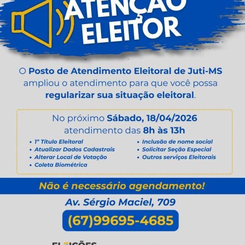 O Posto de Atendimento Eleitoral estará com atendimento ampliado neste sábado