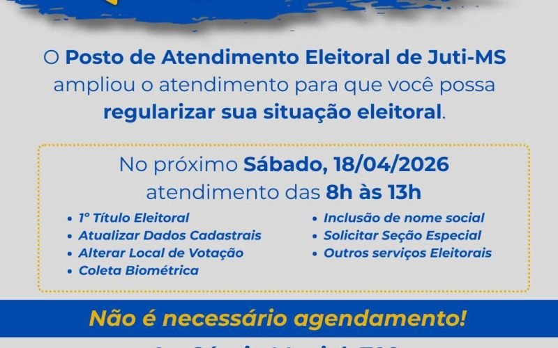 O Posto de Atendimento Eleitoral estará com atendimento ampliado neste sábado